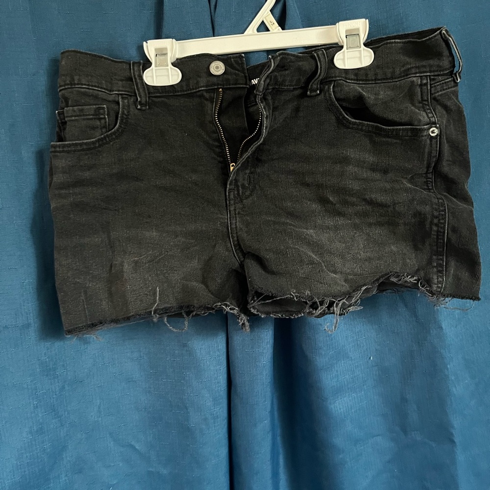 Black jean shorts.